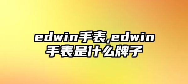 edwin手表,edwin手表是什么牌子