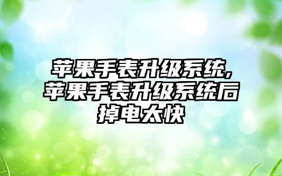 蘋果手表升級系統,蘋果手表升級系統后掉電太快