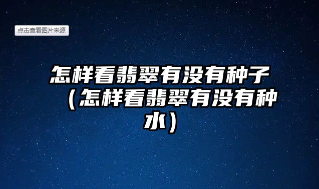 怎樣看翡翠有沒有種子（怎樣看翡翠有沒有種水）