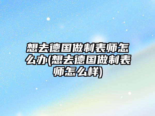 想去德國做制表師怎么辦(想去德國做制表師怎么樣)