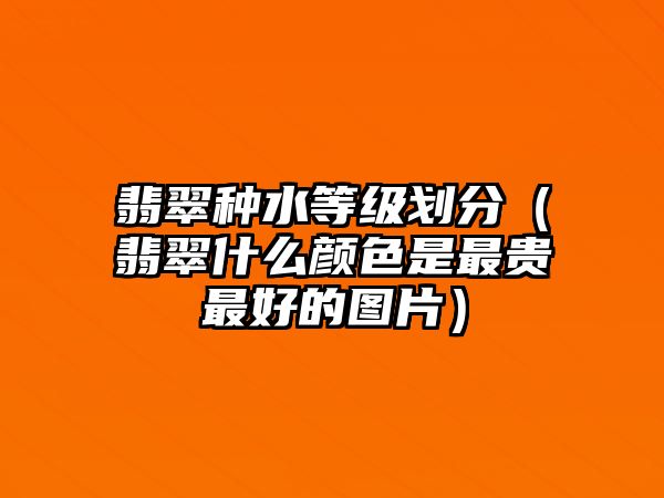 翡翠種水等級劃分（翡翠什么顏色是最貴最好的圖片）