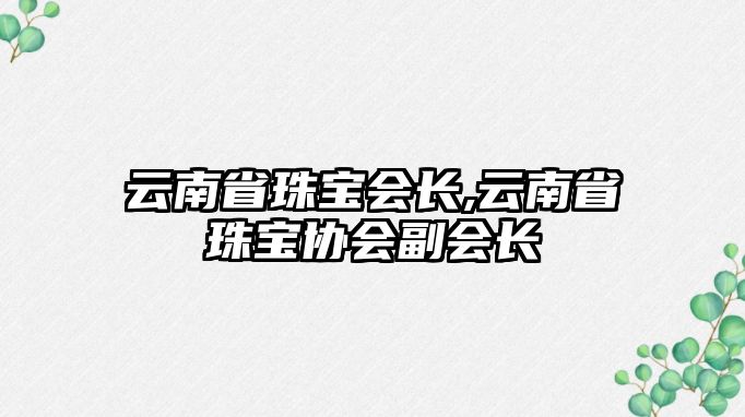 云南省珠寶會(huì)長(zhǎng),云南省珠寶協(xié)會(huì)副會(huì)長(zhǎng)