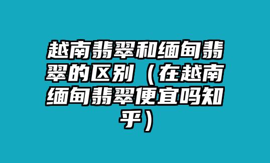 越南翡翠和緬甸翡翠的區別（在越南緬甸翡翠便宜嗎知乎）