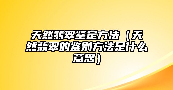 天然翡翠鑒定方法（天然翡翠的鑒別方法是什么意思）