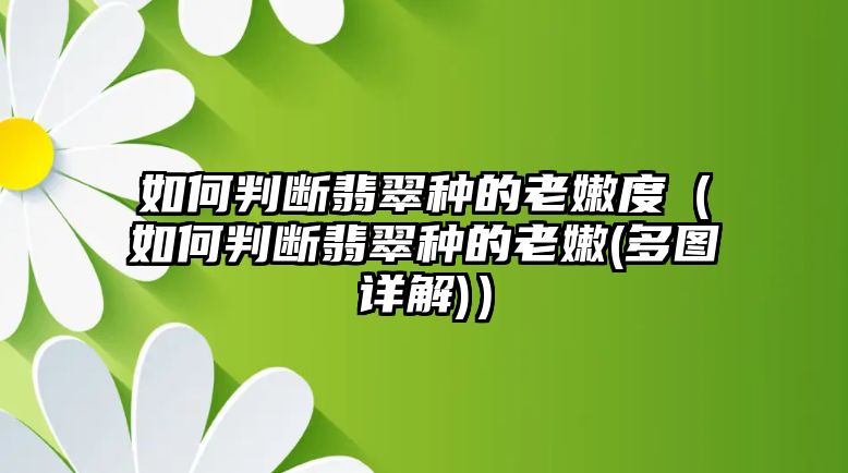 如何判斷翡翠種的老嫩度（如何判斷翡翠種的老嫩(多圖詳解)）