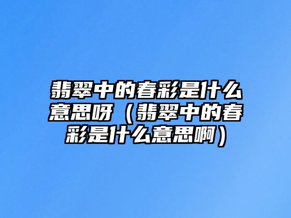 翡翠中的春彩是什么意思呀（翡翠中的春彩是什么意思啊）