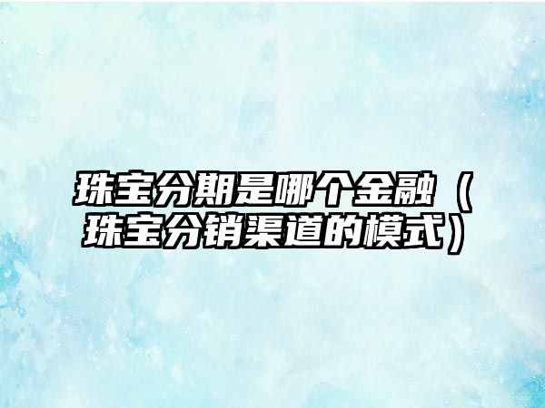 珠寶分期是哪個金融（珠寶分銷渠道的模式）