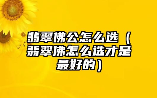 翡翠佛公怎么選（翡翠佛怎么選才是最好的）