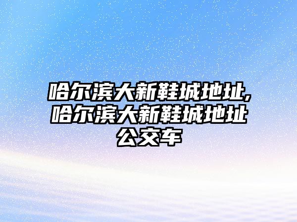 哈爾濱大新鞋城地址,哈爾濱大新鞋城地址公交車