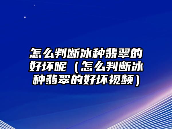 怎么判斷冰種翡翠的好壞呢（怎么判斷冰種翡翠的好壞視頻）