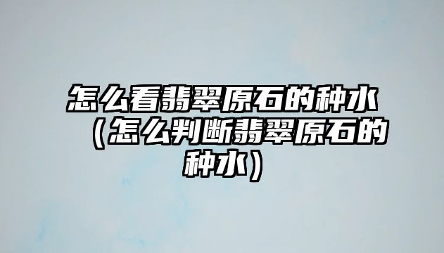 怎么看翡翠原石的種水（怎么判斷翡翠原石的種水）