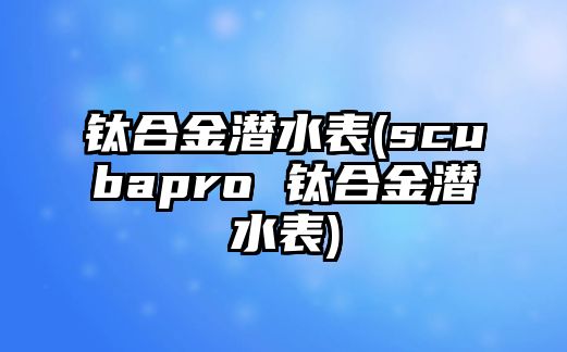 鈦合金潛水表(scubapro 鈦合金潛水表)