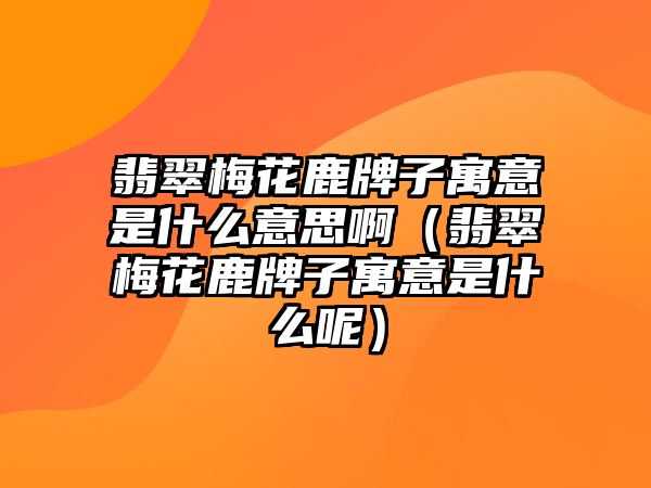 翡翠梅花鹿牌子寓意是什么意思啊（翡翠梅花鹿牌子寓意是什么呢）