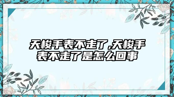 天梭手表不走了,天梭手表不走了是怎么回事