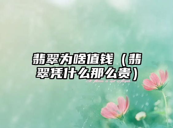 翡翠為啥值錢（翡翠憑什么那么貴）