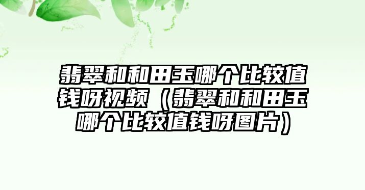 翡翠和和田玉哪個比較值錢呀視頻（翡翠和和田玉哪個比較值錢呀圖片）