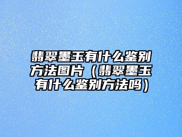 翡翠墨玉有什么鑒別方法圖片（翡翠墨玉有什么鑒別方法嗎）