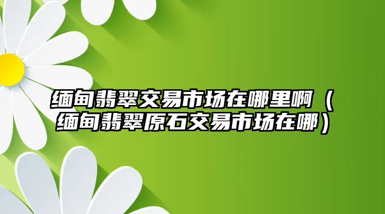 緬甸翡翠交易市場在哪里啊（緬甸翡翠原石交易市場在哪）