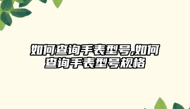 如何查詢手表型號,如何查詢手表型號規格