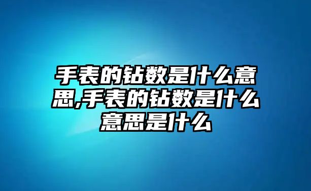 手表的鉆數是什么意思,手表的鉆數是什么意思是什么