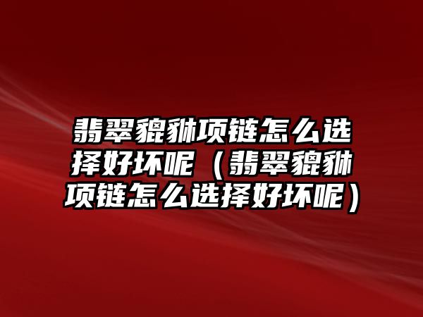 翡翠貔貅項鏈怎么選擇好壞呢（翡翠貔貅項鏈怎么選擇好壞呢）