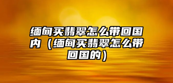 緬甸買翡翠怎么帶回國內（緬甸買翡翠怎么帶回國的）