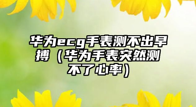 華為ecg手表測不出早搏（華為手表突然測不了心率）