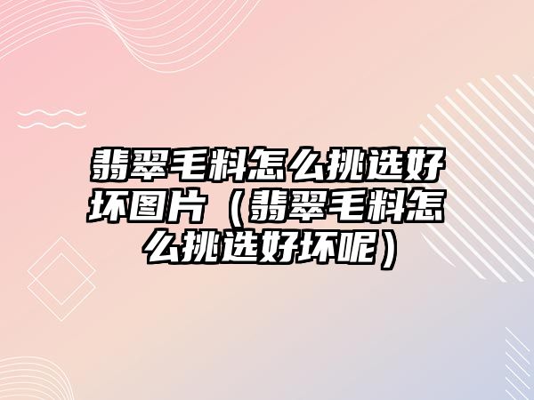 翡翠毛料怎么挑選好壞圖片（翡翠毛料怎么挑選好壞呢）