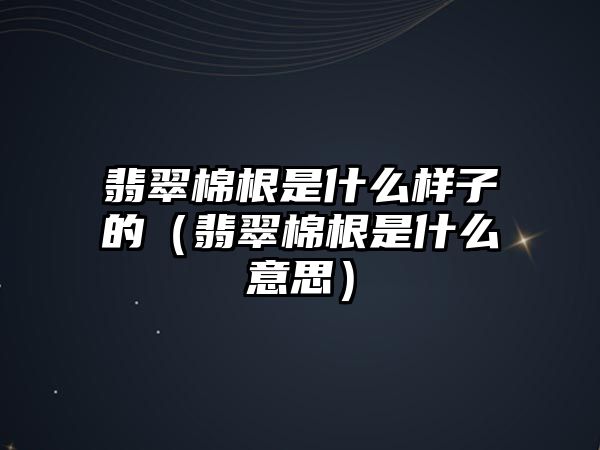 翡翠棉根是什么樣子的（翡翠棉根是什么意思）