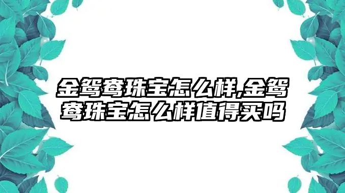 金鴛鴦珠寶怎么樣,金鴛鴦珠寶怎么樣值得買嗎