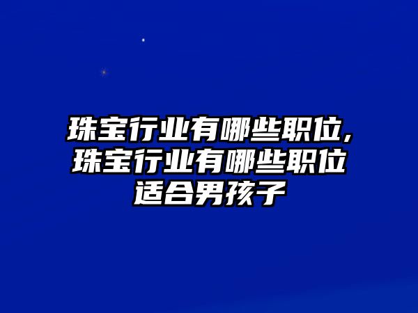 珠寶行業(yè)有哪些職位,珠寶行業(yè)有哪些職位適合男孩子