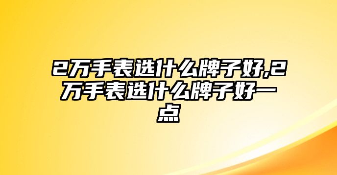 2萬手表選什么牌子好,2萬手表選什么牌子好一點