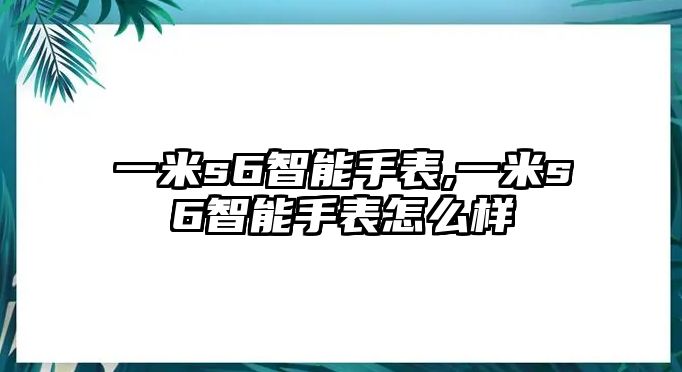 一米s6智能手表,一米s6智能手表怎么樣