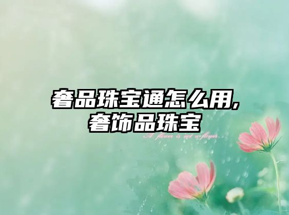 奢品珠寶通怎么用,奢飾品珠寶