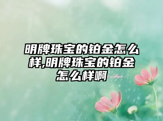 明牌珠寶的鉑金怎么樣,明牌珠寶的鉑金怎么樣啊