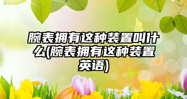 腕表擁有這種裝置叫什么(腕表擁有這種裝置英語)