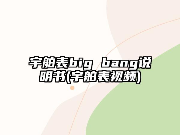 宇舶表big bang說明書(宇舶表視頻)