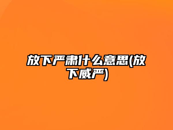 放下嚴肅什么意思(放下威嚴)