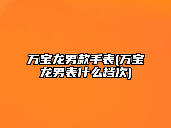 萬寶龍男款手表(萬寶龍男表什么檔次)