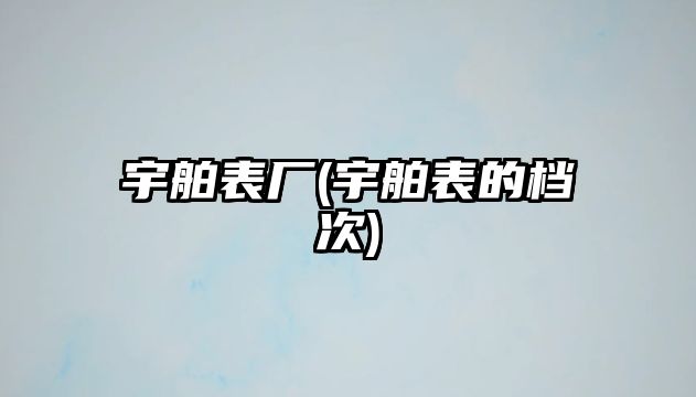 宇舶表廠(宇舶表的檔次)