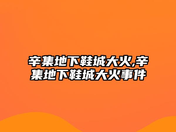 辛集地下鞋城大火,辛集地下鞋城大火事件