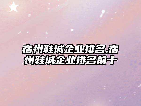 宿州鞋城企業排名,宿州鞋城企業排名前十